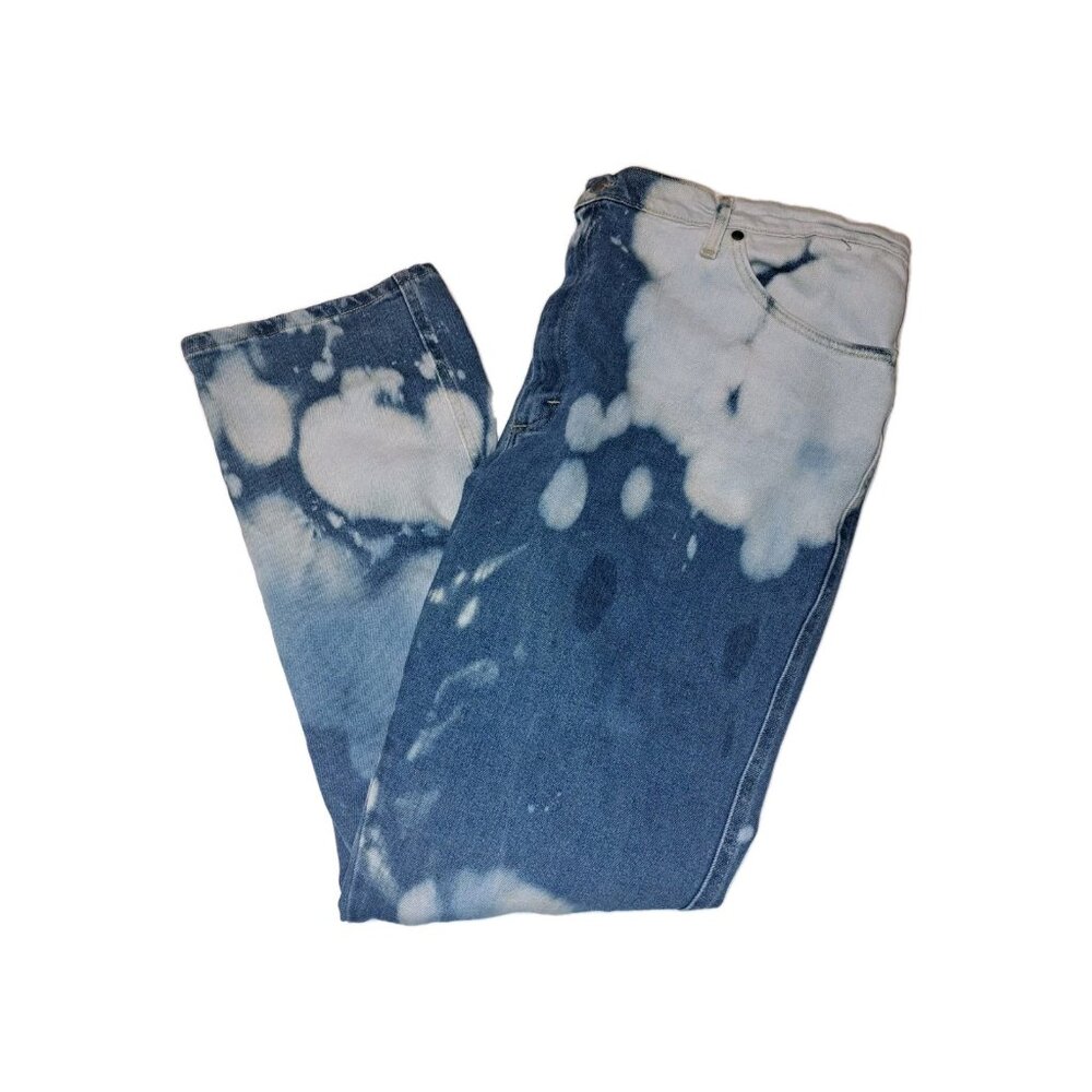 Lee Mens Blue Regular Fit Straight Leg Jeans 44x34 Custom Bleached